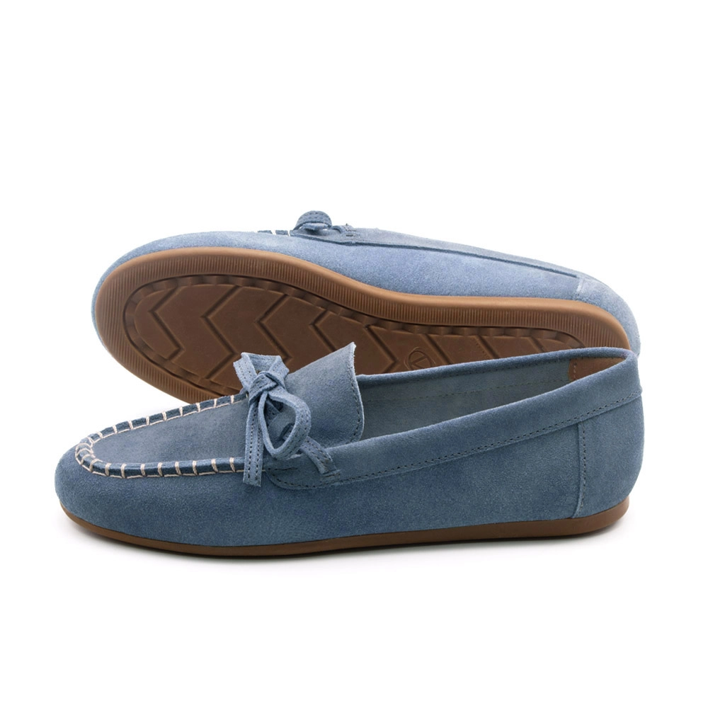 Mocassim Feminino Sider em Couro Camurça Denim - 13436CD