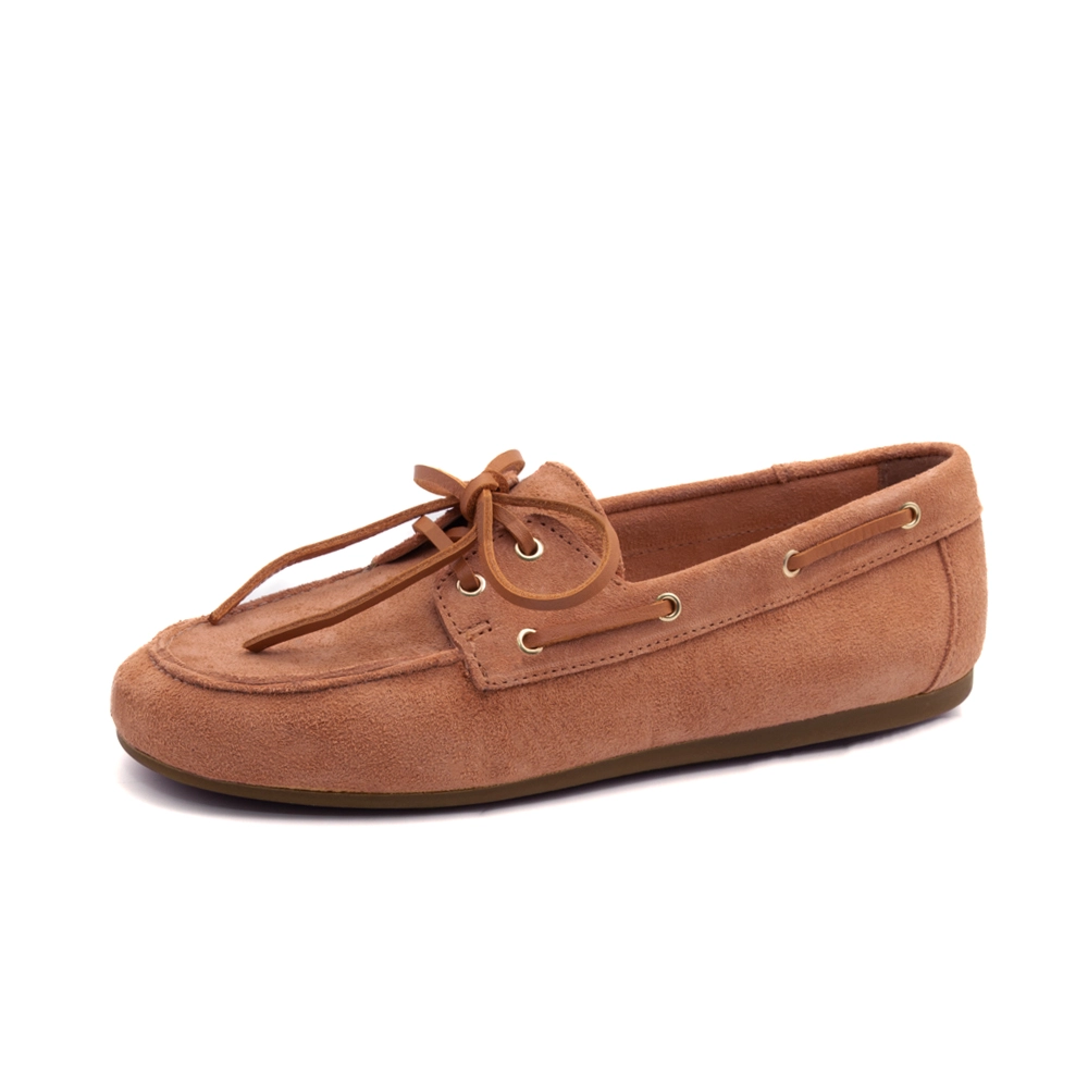 Mocassim Feminino Sider em Couro Camurça Laranja - 13434CL