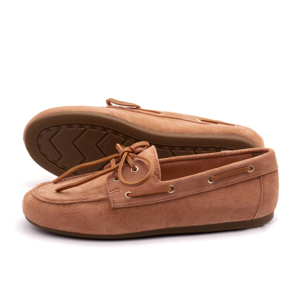 Mocassim Feminino Sider em Couro Camurça Laranja - 13434CL