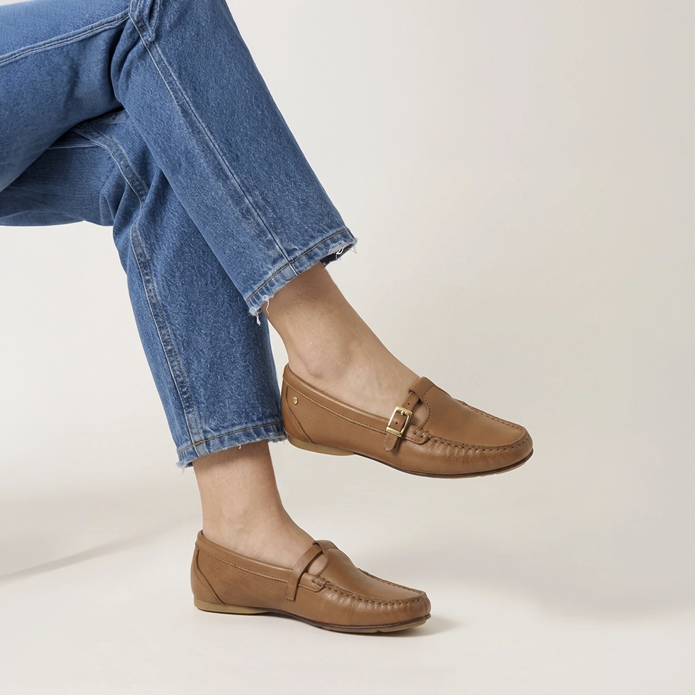 Mocassim Feminino Soleil em Couro Alfa Caramelo - 45019ACA Mocassim Feminino Soleil em Couro Alfa Caramelo - 45019ACA
