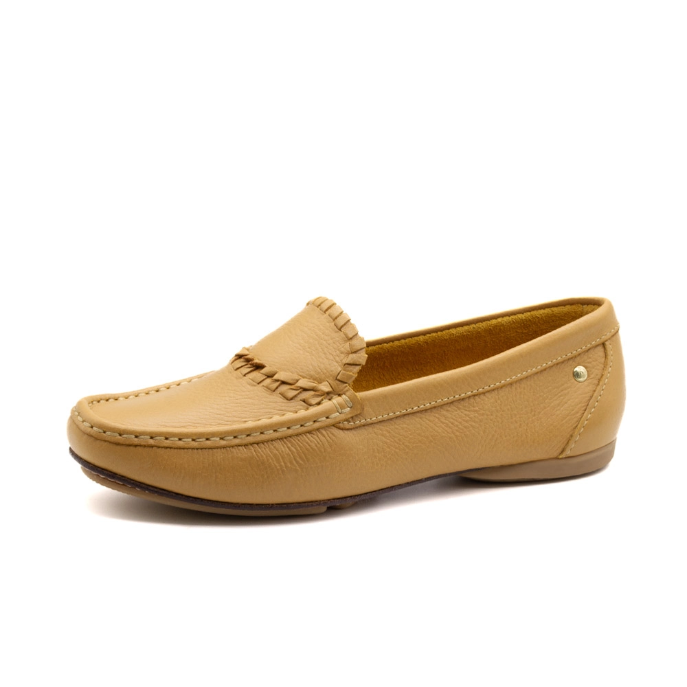 Mocassim Feminino Soleil em Couro Alfa Cheddar - 45025AC