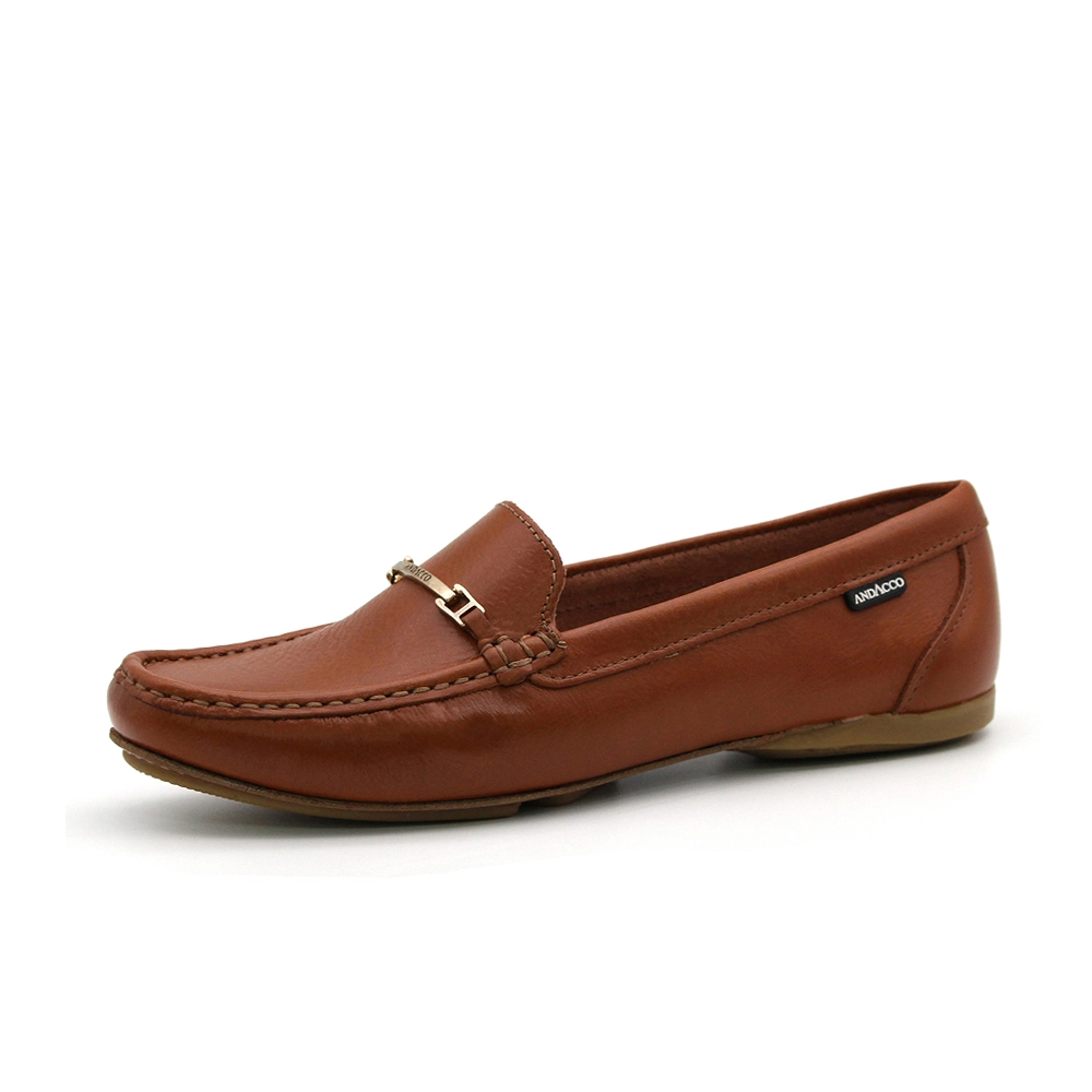 Mocassim Feminino Soleil em Couro Alfa Conhaque - 45007AC