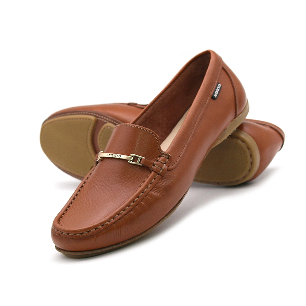 Mocassim Feminino Soleil em Couro Alfa Conhaque - 45007AC