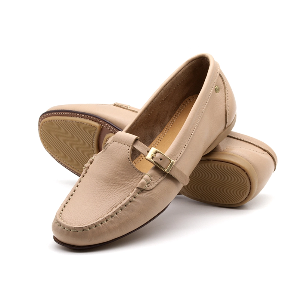 Mocassim Feminino Soleil em Couro Alfa Creme - 45019AC