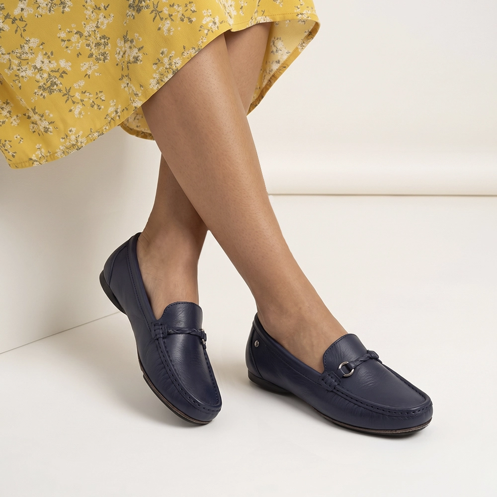 Mocassim Feminino Soleil em Couro Alfa Dark Blue- 45023AD Mocassim Feminino Soleil em Couro Alfa Dark Blue- 45023AD