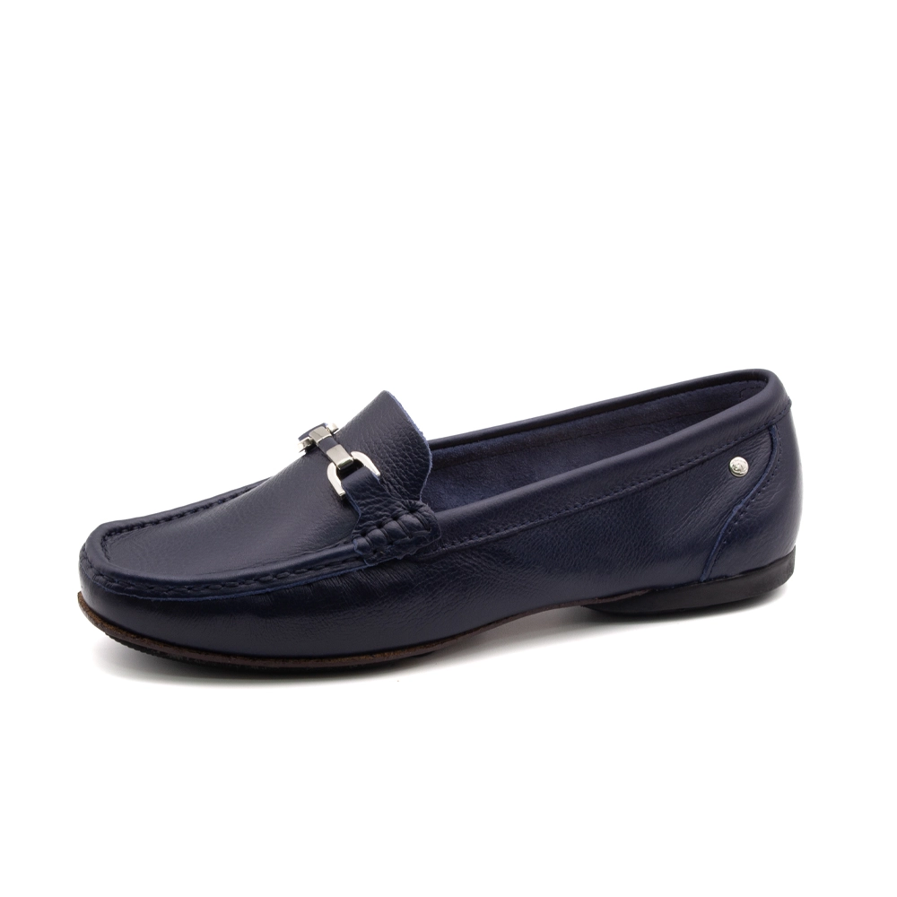 Mocassim Feminino Soleil em Couro Alfa Dark Blue - 45029AD