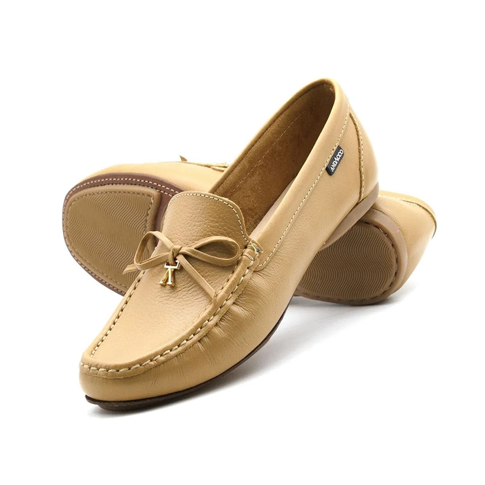 Mocassim Feminino Soleil em Couro Alfa Mel - 45002AM