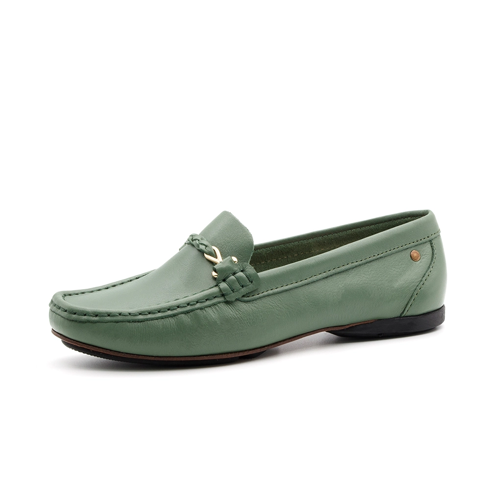 Mocassim Feminino Soleil em Couro Alfa Militar - 45011AM