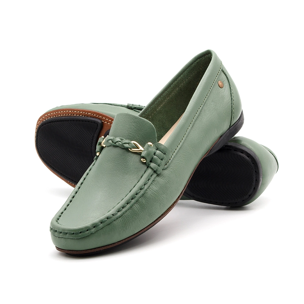 Mocassim Feminino Soleil em Couro Alfa Militar - 45011AM