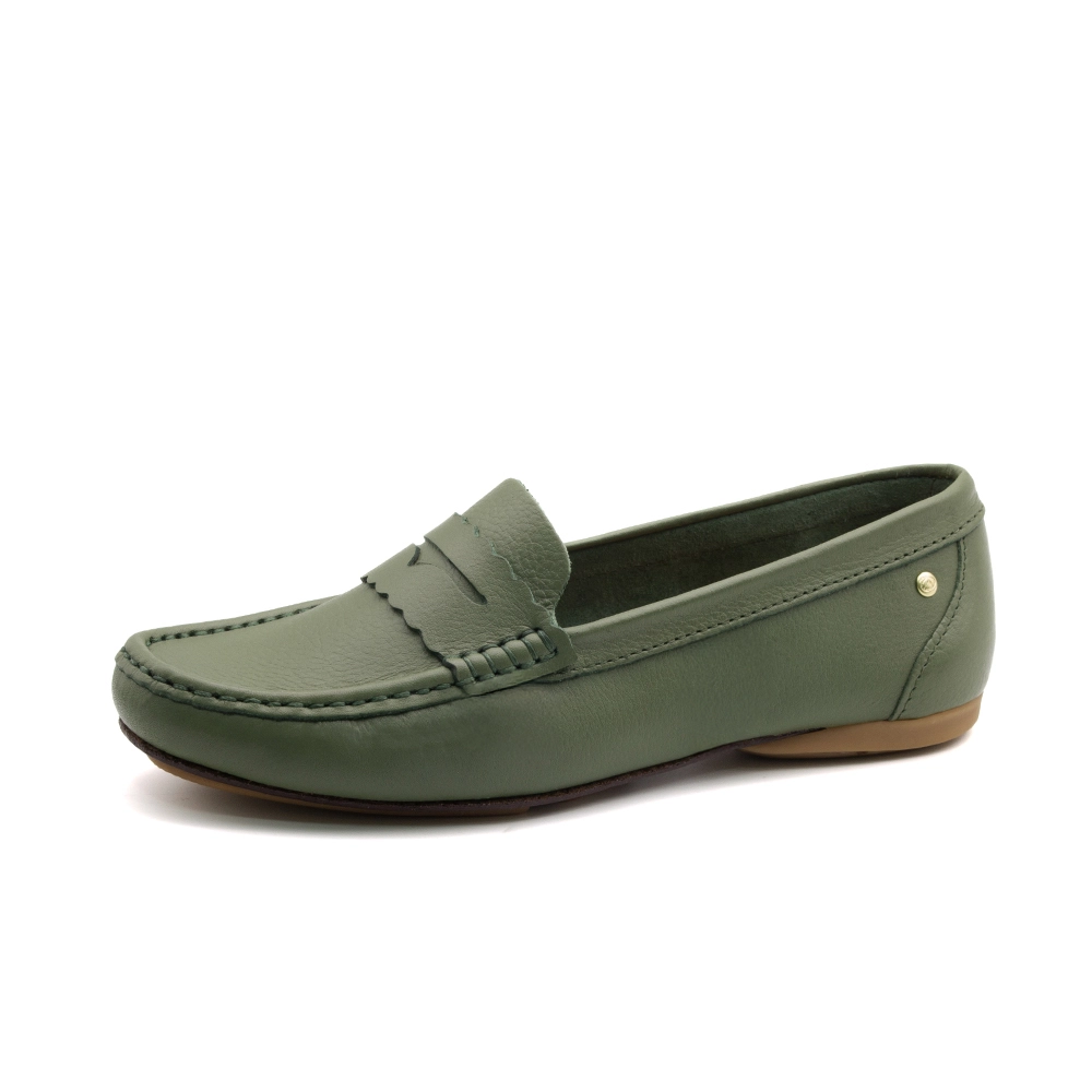 Mocassim Feminino Soleil em Couro Alfa Militar - 45028AM