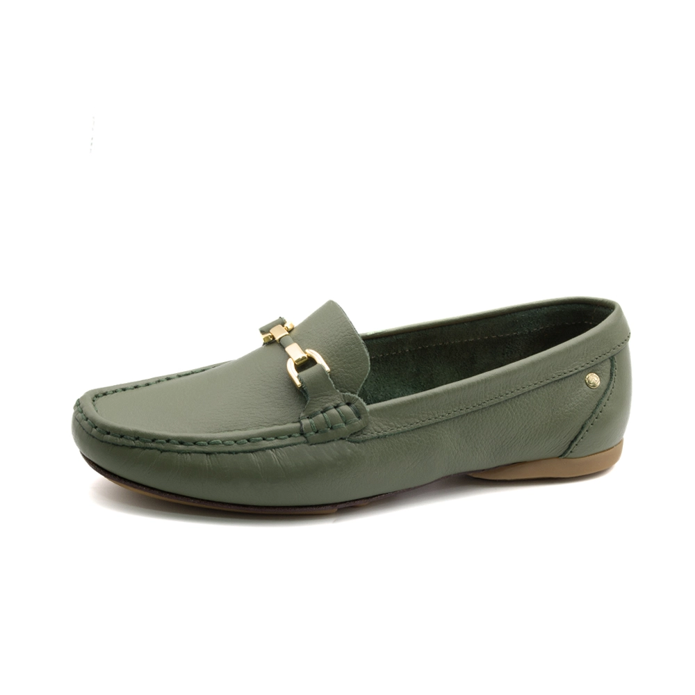 Mocassim Feminino Soleil em Couro Alfa Militar - 45029AM