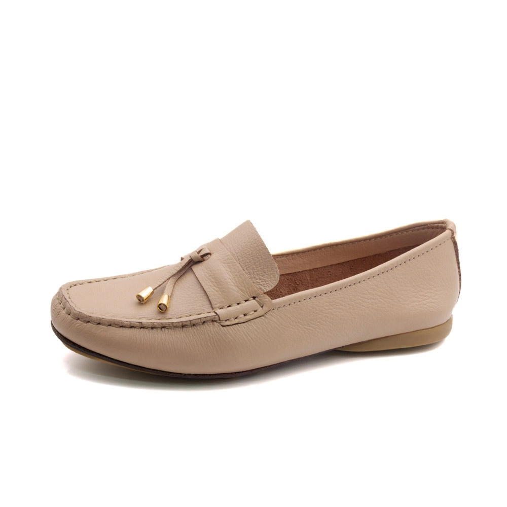 Mocassim Feminino Soleil em Couro Alfa Nude - 45034AN Mocassim Feminino Soleil em Couro Alfa Nude - 45034AN