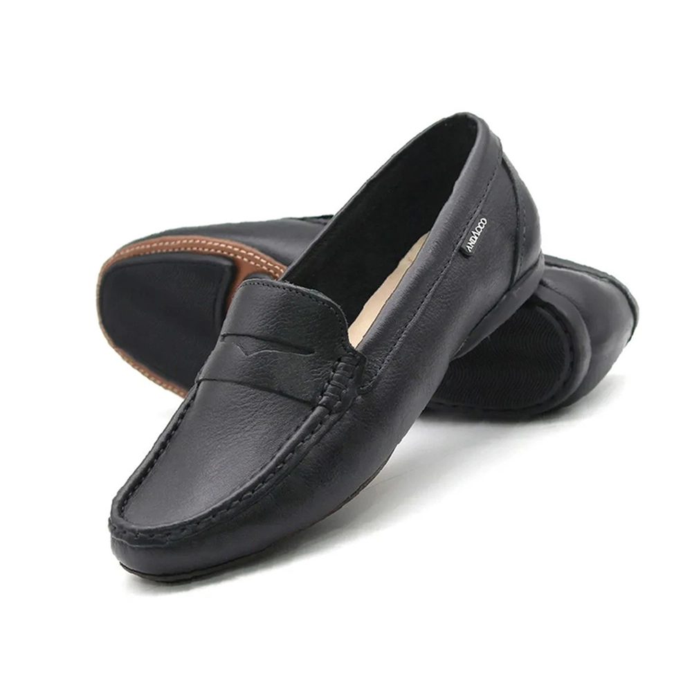 Mocassim Feminino Soleil em Couro Alfa Preto - 45001AP