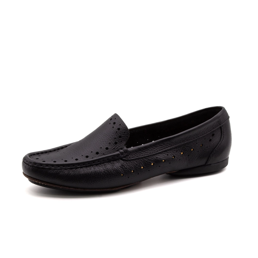 Mocassim Feminino Soleil em Couro Alfa Preto - 45026AP