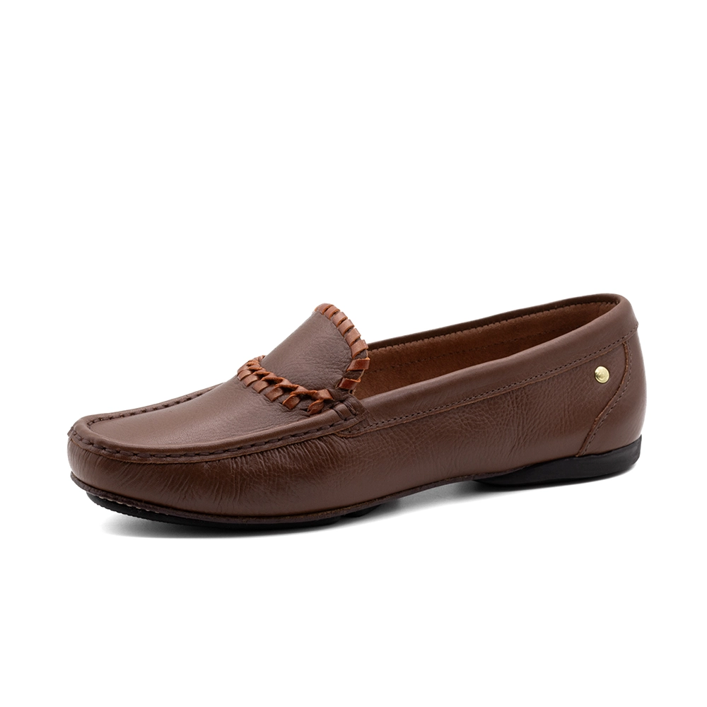 Mocassim Feminino Soleil em Couro Alfa Sepia - 45025AS