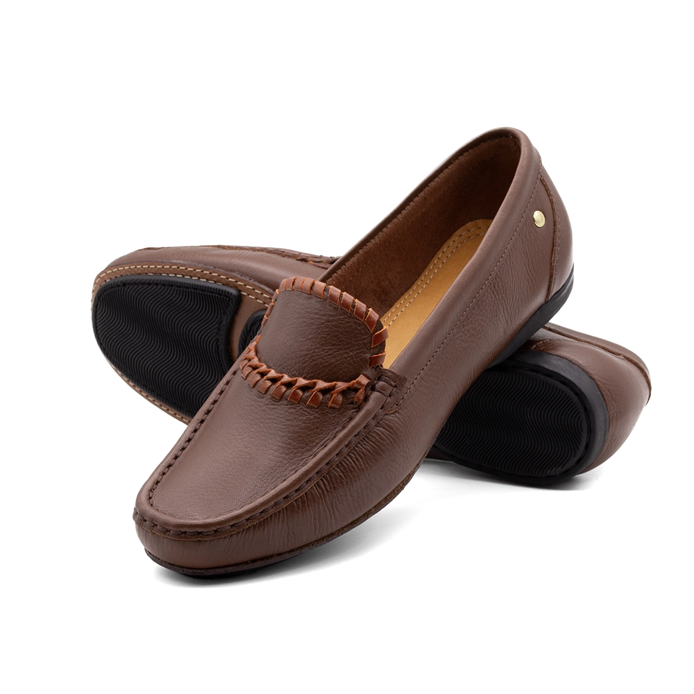 Mocassim Feminino Soleil em Couro Alfa Sepia - 45025AS