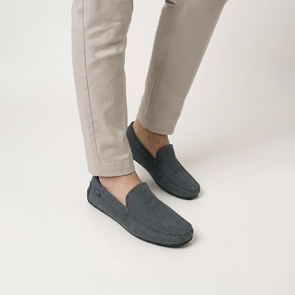 Mocassim Masculino Boss em Couro Nobuck Cinza Escuro - 9850NC Mocassim Masculino Boss em Couro Nobuck Cinza Escuro - 9850NC