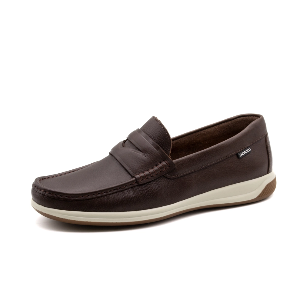 Mocassim Masculino Code em Couro Alfa Café - 9339AC