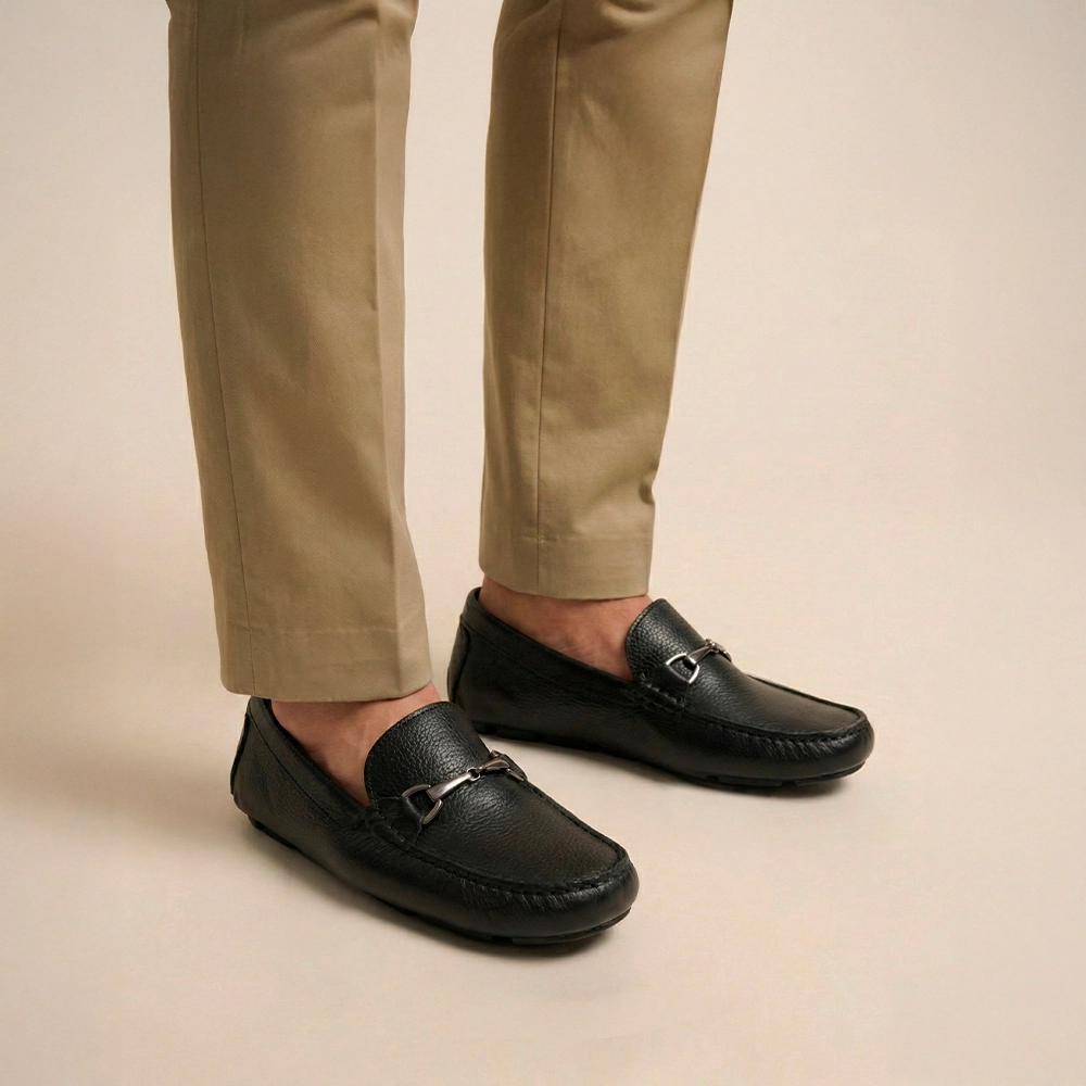 Mocassim Masculino em Couro Alfa Preto - 98180AP