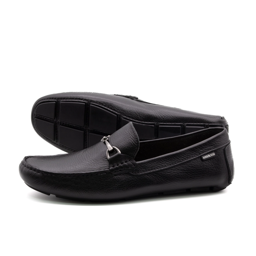 Mocassim Masculino em Couro Alfa Preto - 98180AP