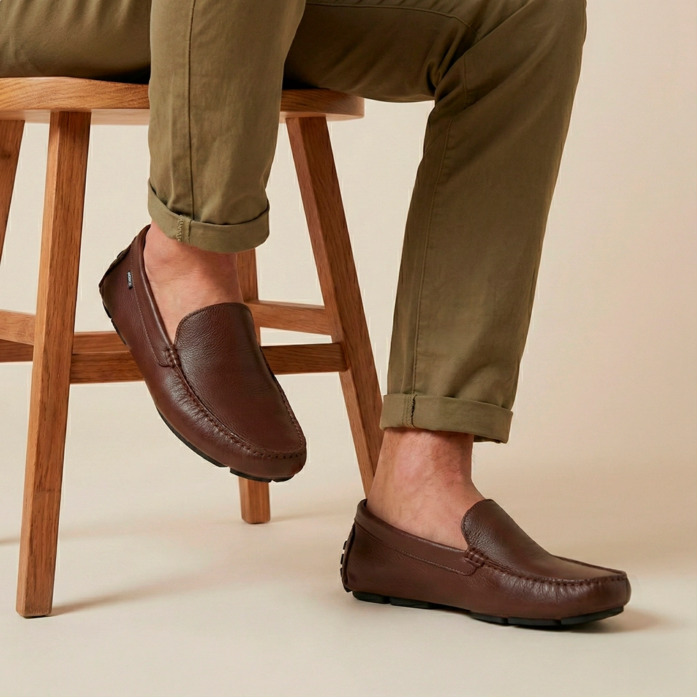 Mocassim Masculino em Couro Alfa Sépia - 9838AS Mocassim Masculino em Couro Alfa Sépia - 9838AS