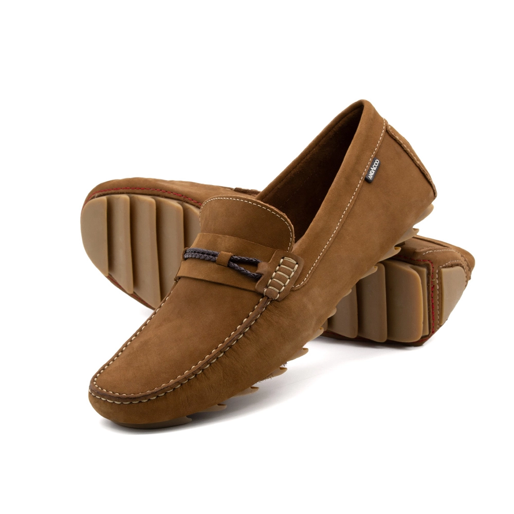 Mocassim Masculino em Couro Nobuck Marrom - 98139NM