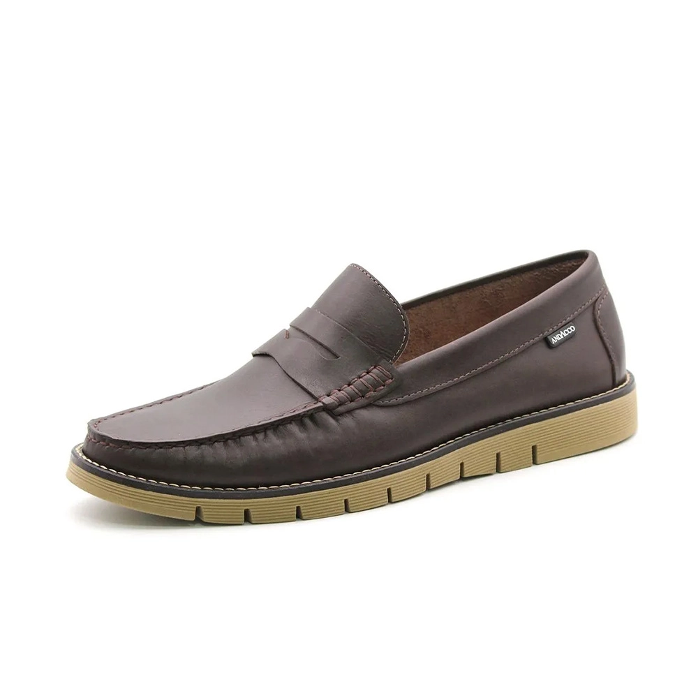 Mocassim Masculino Falcon em Couro Bison Café - 9877BT