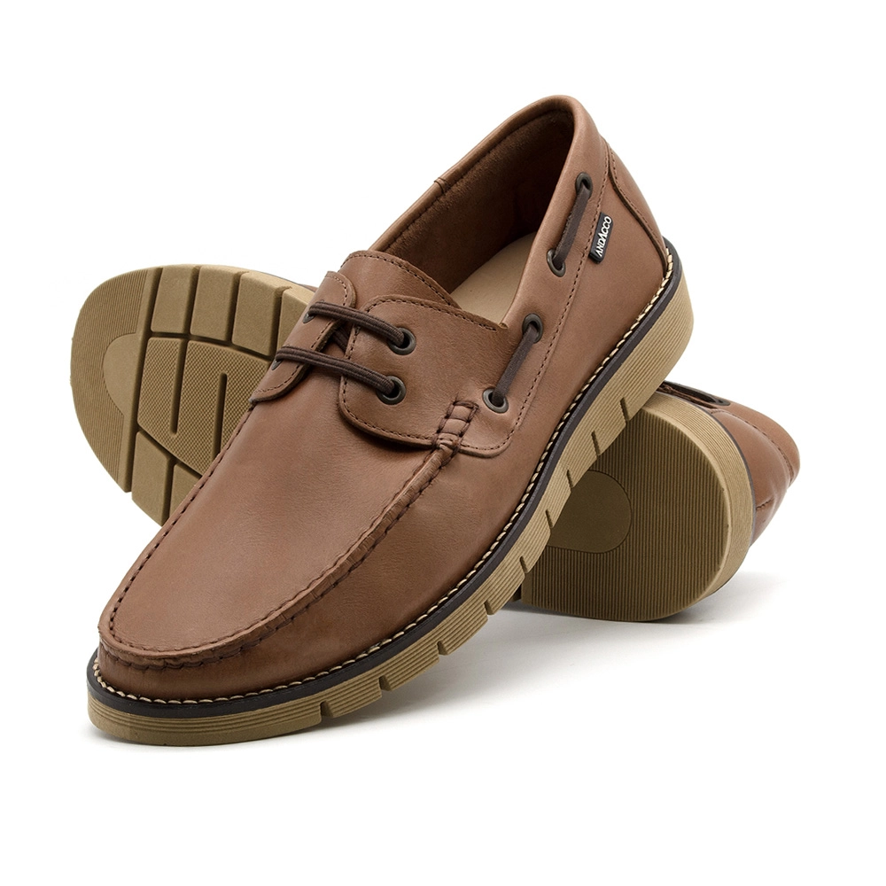 Mocassim Masculino Falcon em Couro Bison Marrom - 98148BM