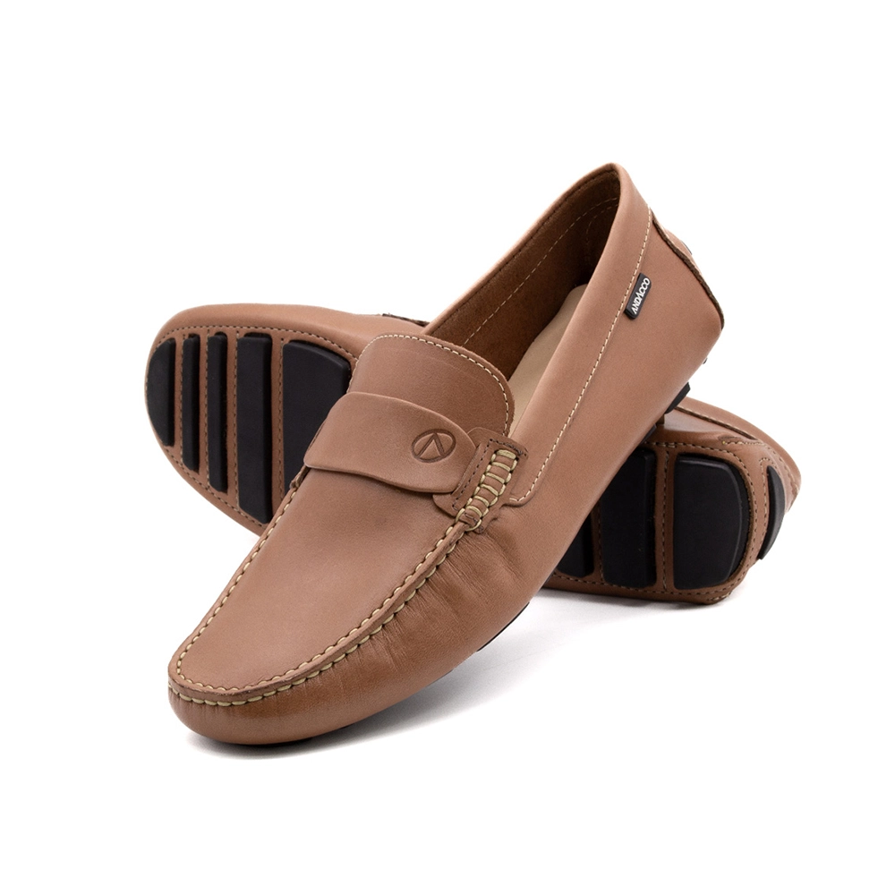 Mocassim Masculino Paris em Couro Bison Marrom - 98158BM