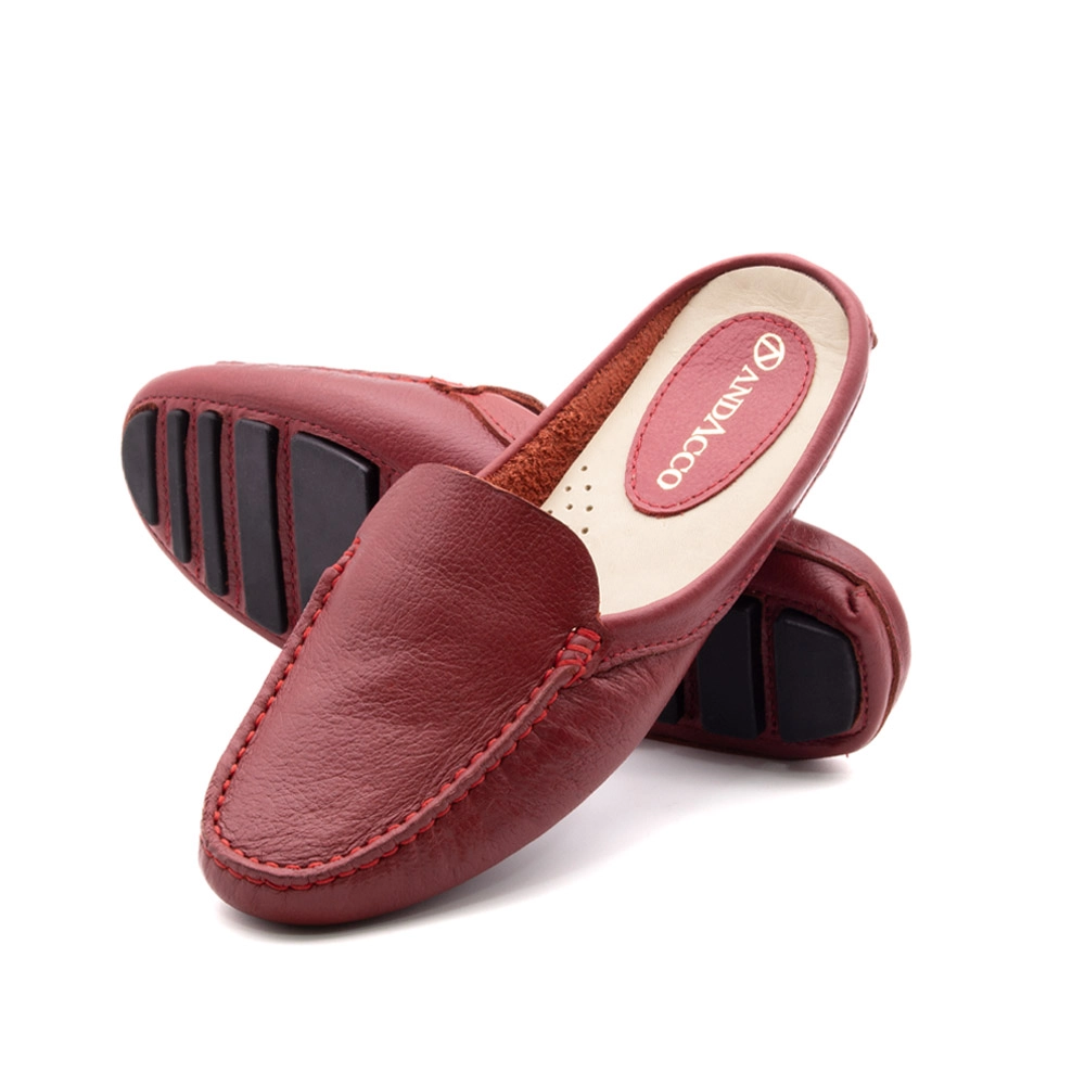 Mocassim Mule Feminino em Couro Alfa Rubi - 3668AR