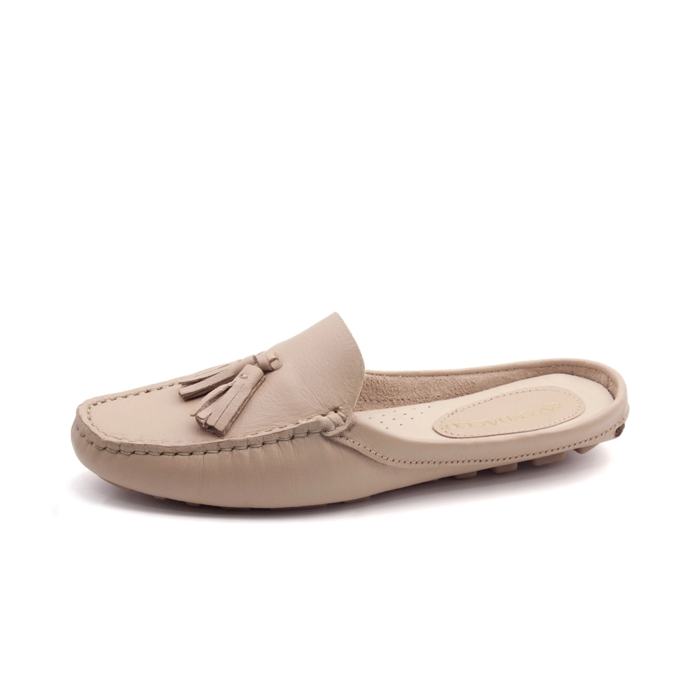 Mocassim Mule Feminino Paris em Couro Alfa Nude - 3647AN