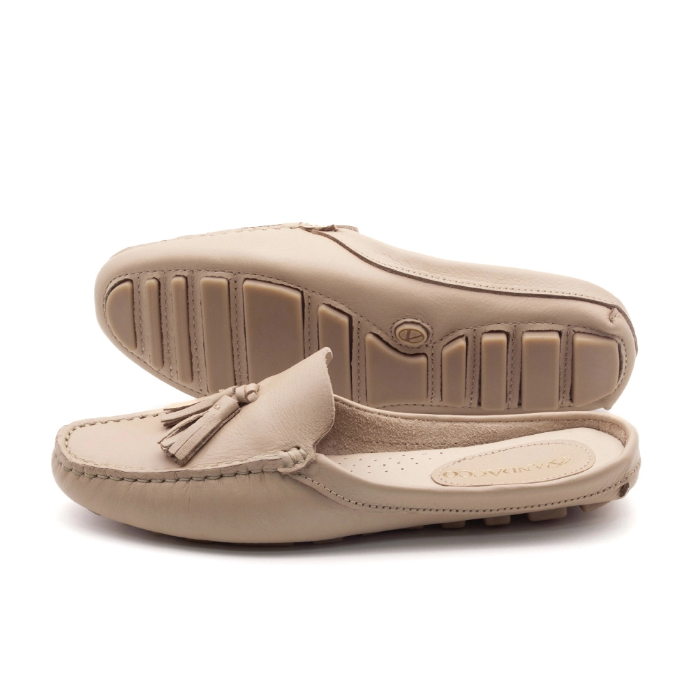 Mocassim Mule Feminino Paris em Couro Alfa Nude - 3647AN