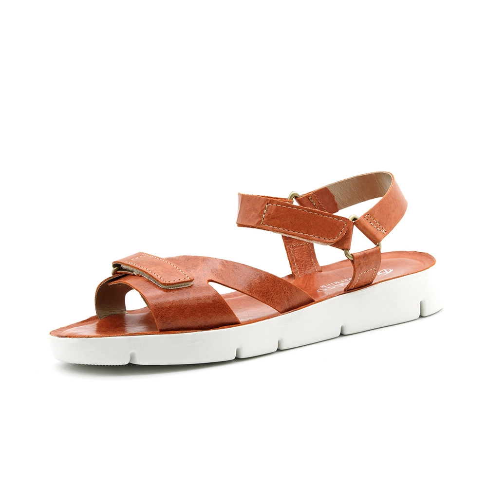 Sandália Flatform Bonnie em Couro Crush Laranja - 1187CLA