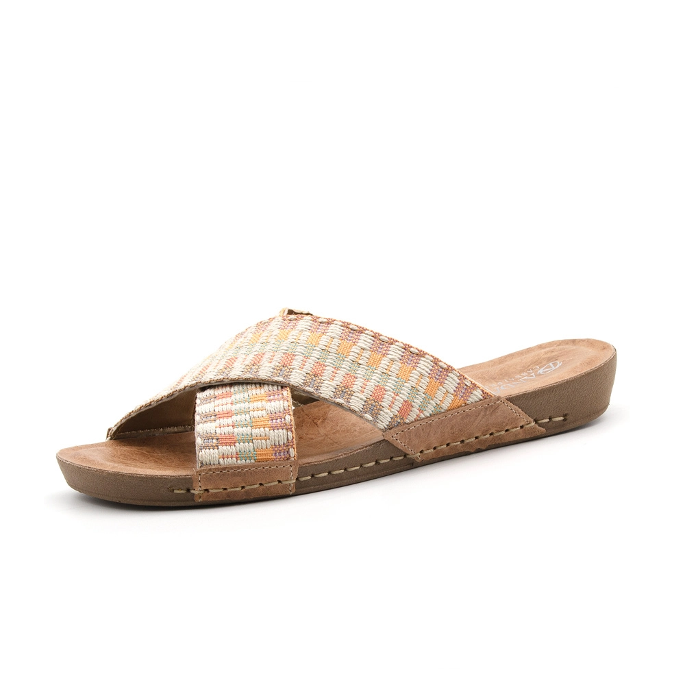 Sandália Flatform Goa em Couro Crush Bege Tapioca - 14261CT