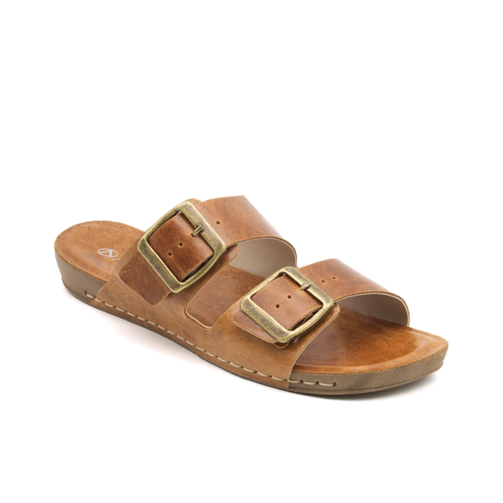 Sandália Flatform Goa em Couro Crush Caramelo - 14260CC