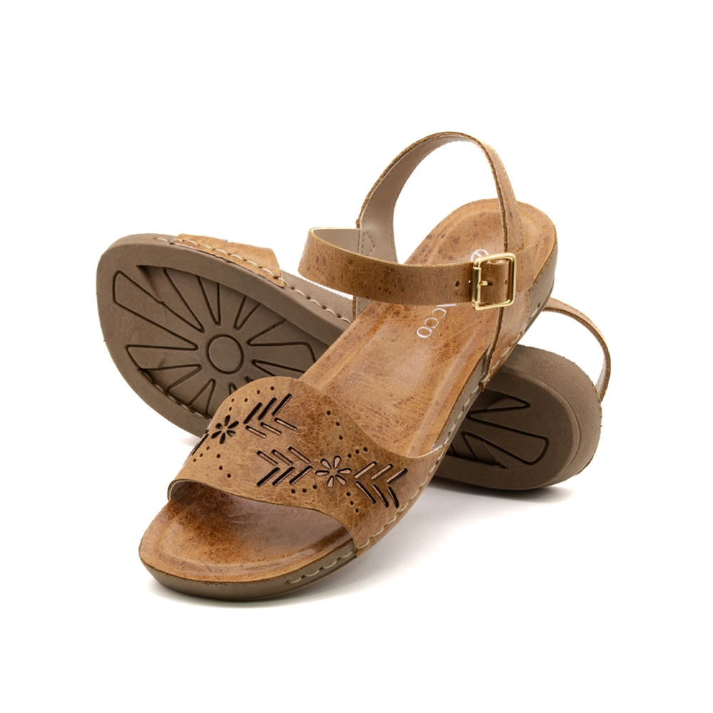 Sandália Flatform Goa em Couro Crush Caramelo - 14296CC Sandália Flatform Goa em Couro Crush Caramelo - 14296CC