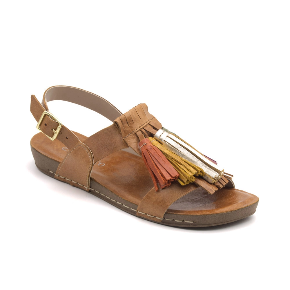 Sandália Flatform Goa em Couro Crush Caramelo - 14300CC
