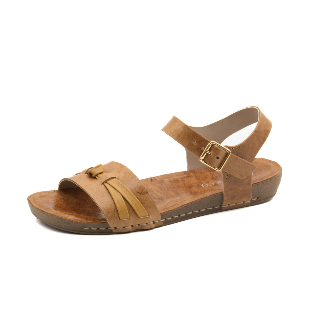 Sandália Flatform Goa em Couro Crush Caramelo - 14304CC