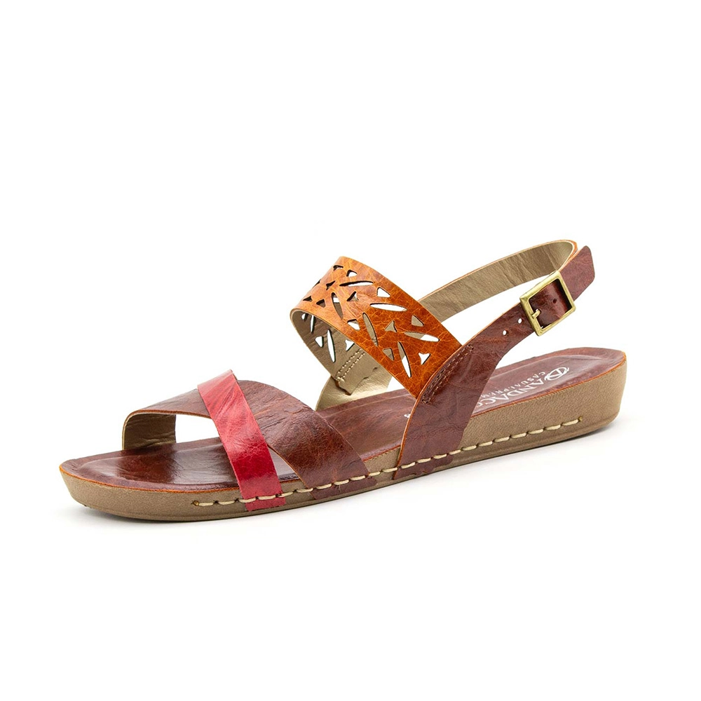 Sandália Flatform Goa em Couro Crush Rust - 14258CR