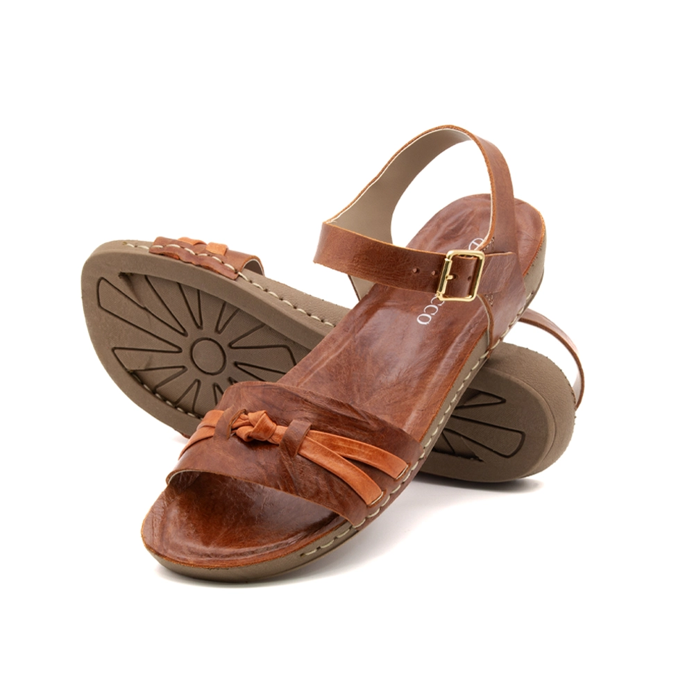 Sandália Flatform Goa em Couro Crush Rust - 14304CR