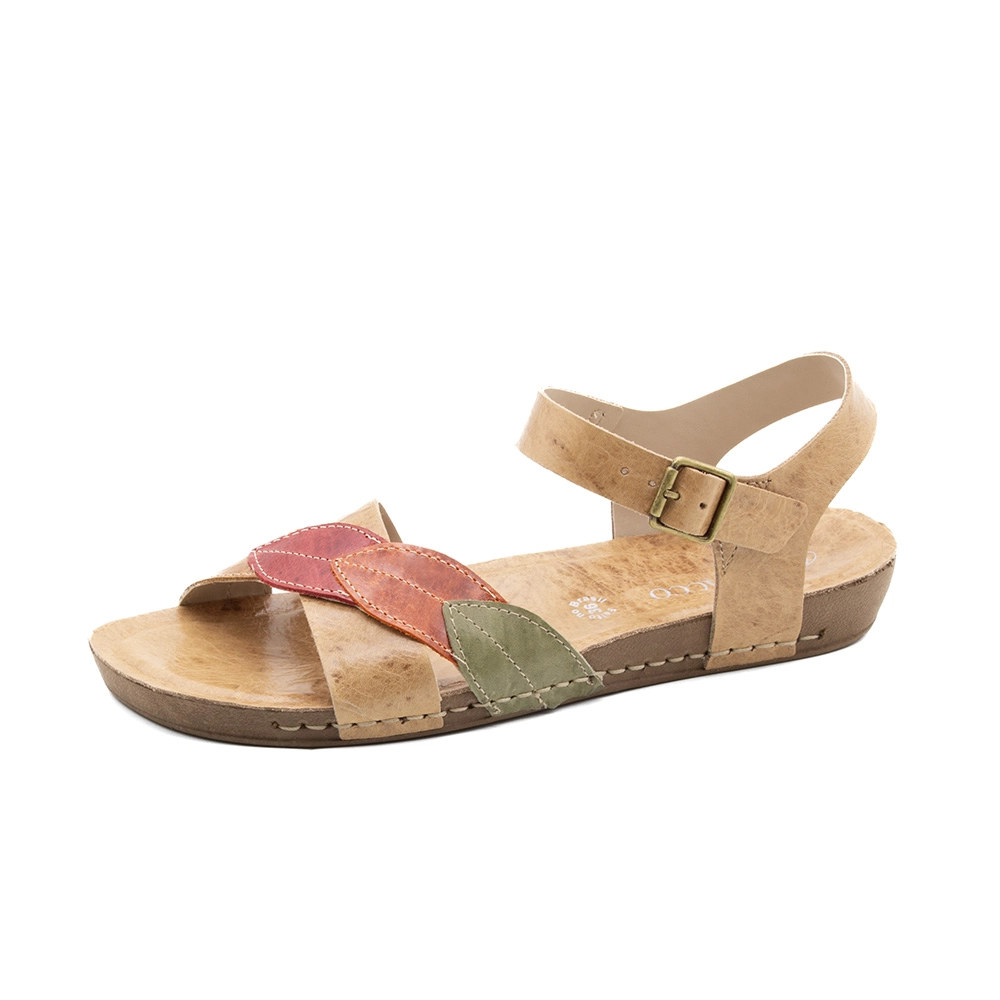 Sandália Flatform Goa em Couro Crush Tapioca - 14289CT