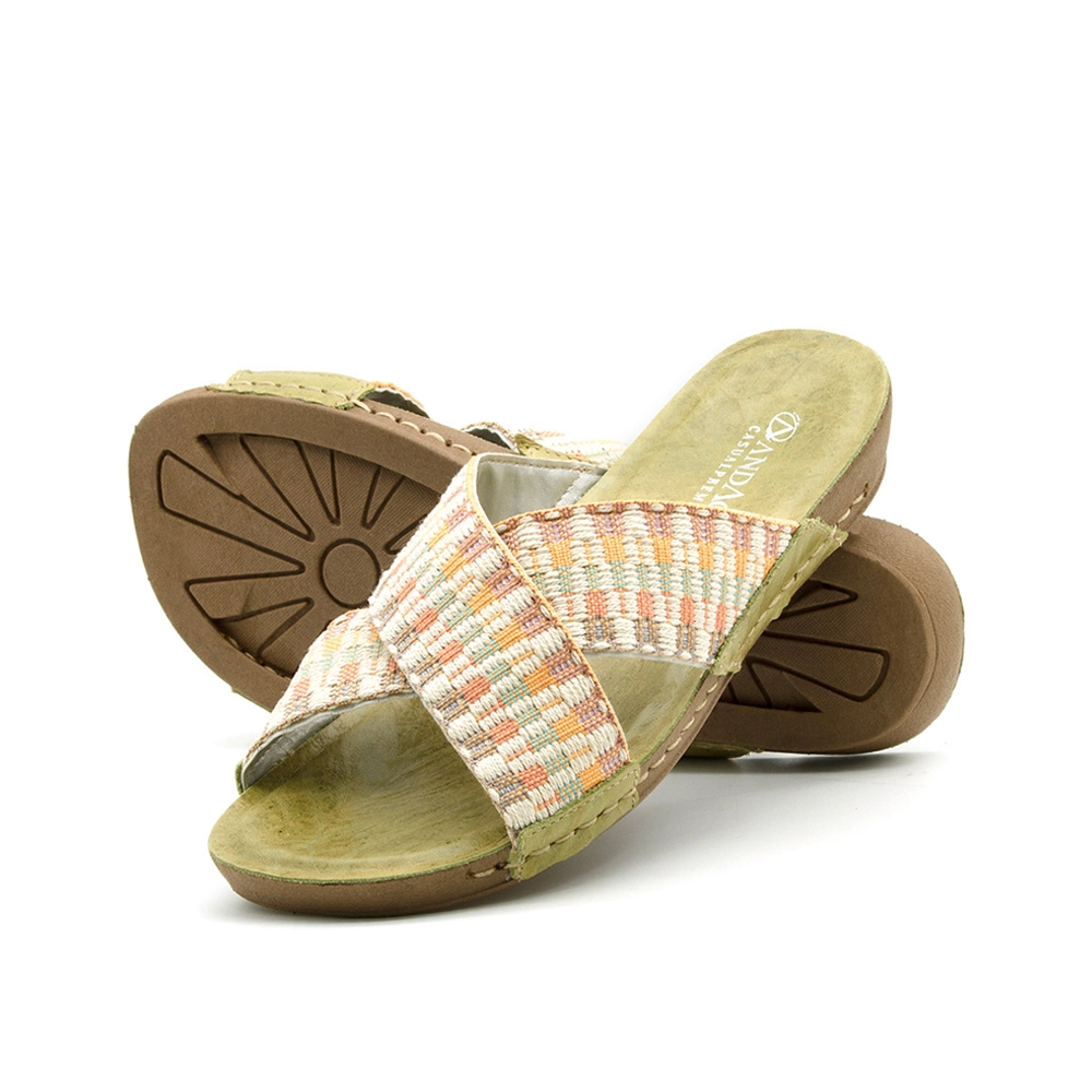 Sandália Flatform Goa em Couro Crush Verde - 14261CV