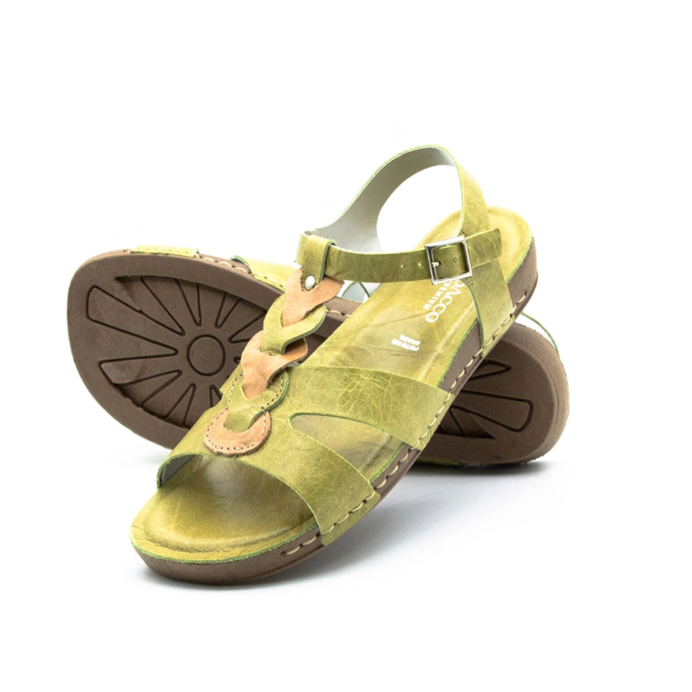 Sandália Flatform Goa em Couro Crush Verde - 14270CV