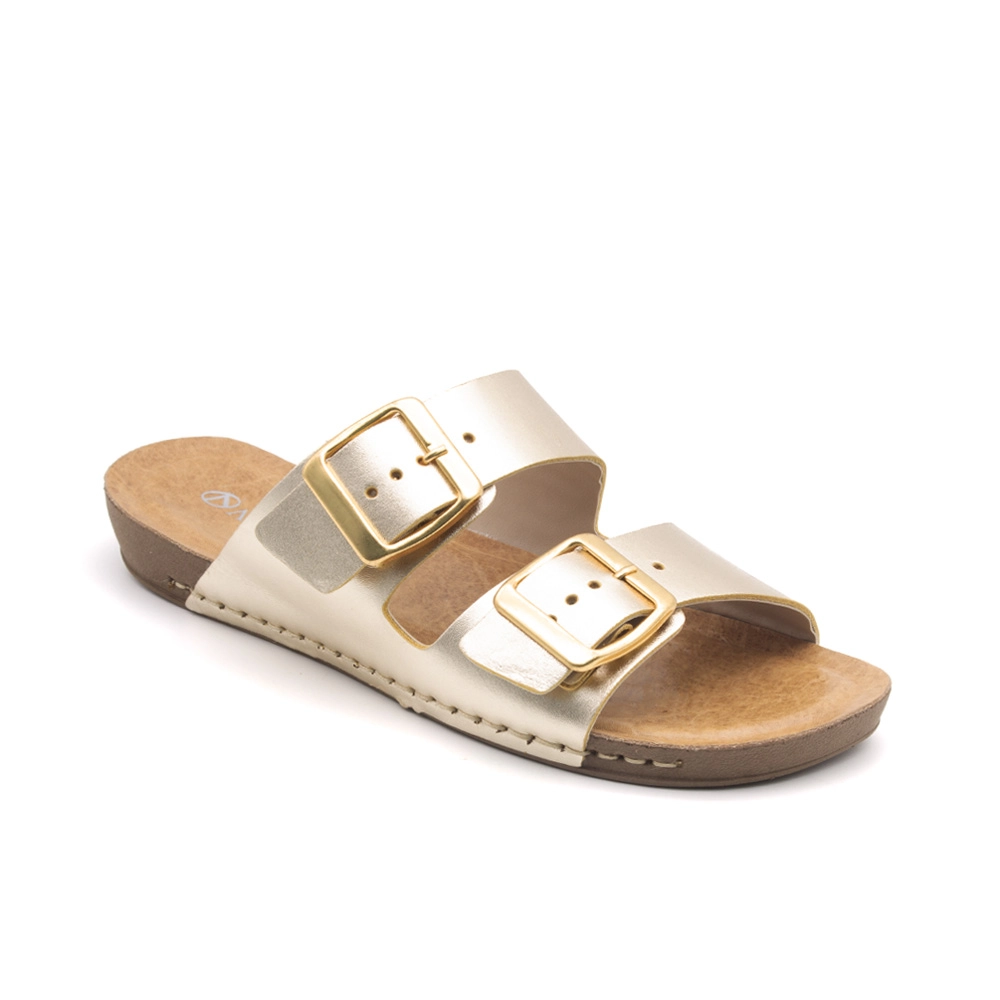 Sandália Flatform Goa em Couro Metalic Ouro - 14260MO