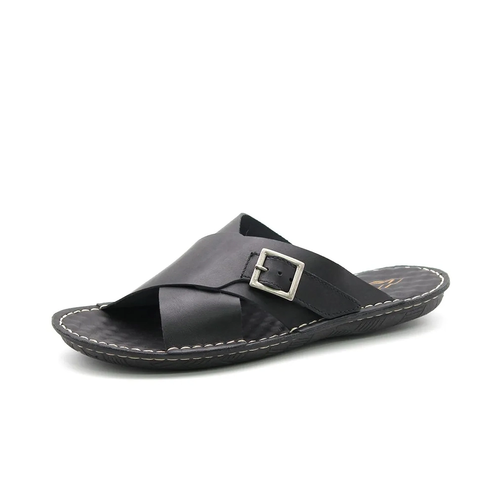Sandália Masculina Aspen em Couro Bison Preto - 5289BP