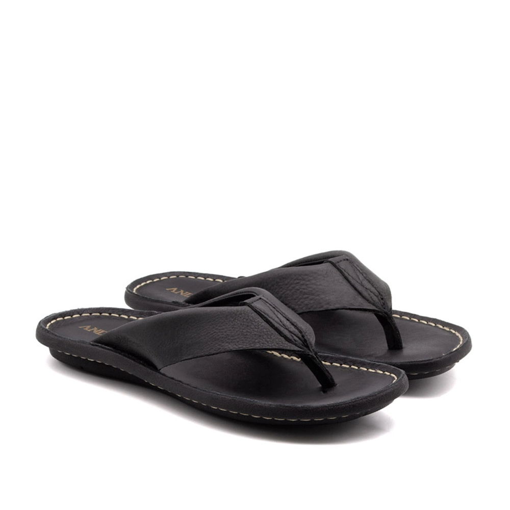 Sandália Masculina Soul em Couro Senna Preto - 8857SP