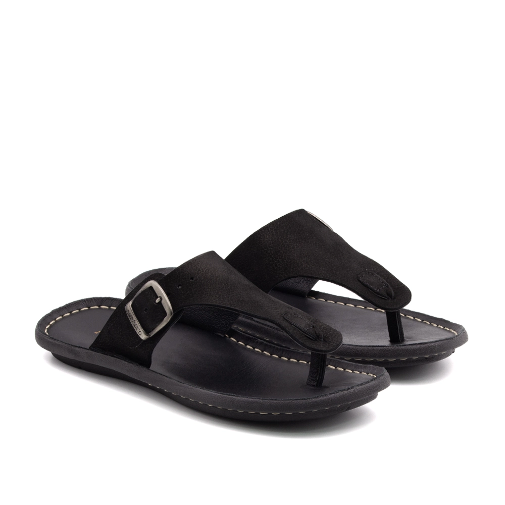 Sandália Masculina Soul em Couro Vertigo Preta - 8863VP