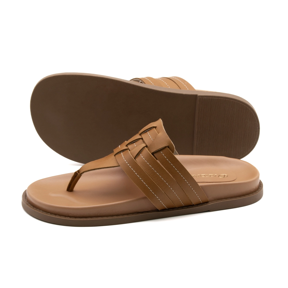 Sandália Papete Sara em Couro Bravvo Tan - 11112BT