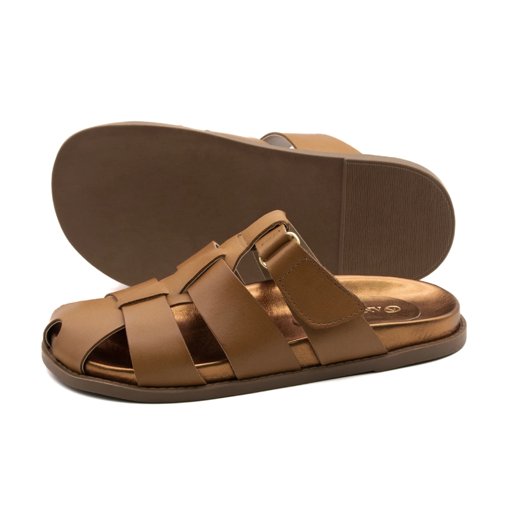 Sandália Papete Sara em Couro Bravvo Tan - 11113BT