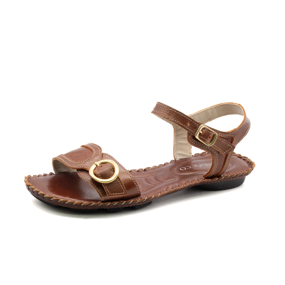 Sandália Rasteira Jade em Couro Alure Bourbon - 12409AB